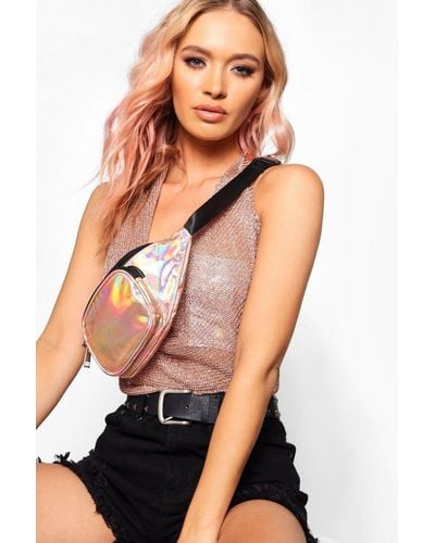 Boohoo Riñonera Holográfica Con Bolsillo Frontal - Naranja