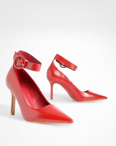 Boohoo Buckle Detail Court Shoes - Red