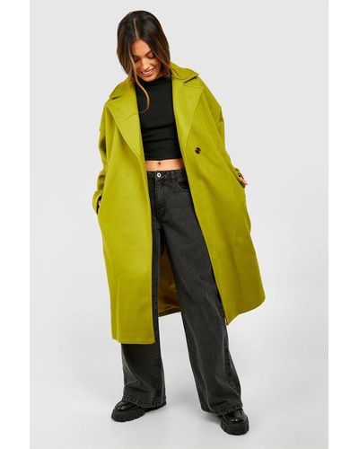 Boohoo Boyfriend Wool Look Coat - Yellow
