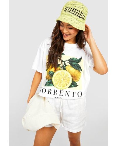 Boohoo Sorrento Lemon Oversized T-shirt - White