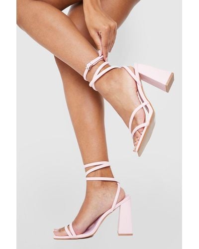 Pink block shop heels wide fit