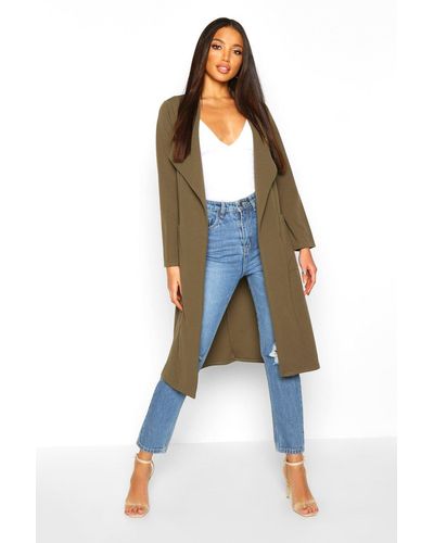 Boohoo Utility Pocket Belted Duster - Green
