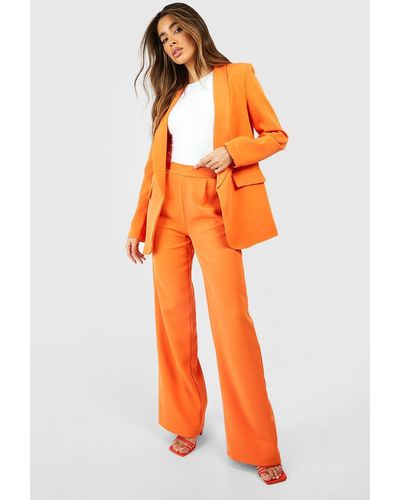 Boohoo Slouchy Relaxed Fit Wide Leg Dress Pants - Orange