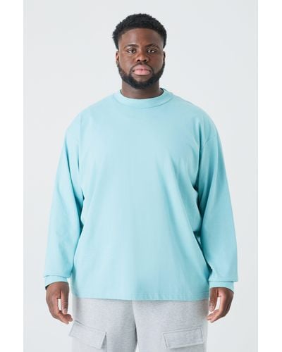 BoohooMAN Plus Oversized Layed On Neck T-shirt - Blau