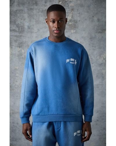 BoohooMAN Man Active Vintage Washed One More Rep Sweat - Blue