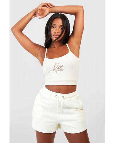 Boohoo Sweat Short With Reel Cotton - White