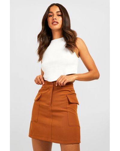 Boohoo Cargo Mini Skirt - Brown