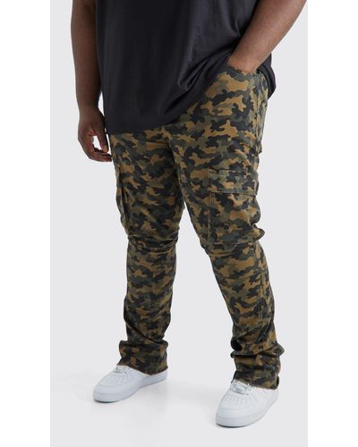 Boohoo Plus Skinny Stacked Flare Gusset Camo Cargo Trouser - Black