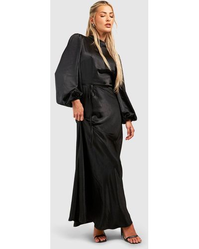 Elegant Lightweight Deep V-Neck Balloon Sleeve Maxi Dress
