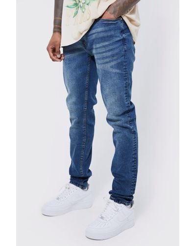 BoohooMAN Skinny Stretch Stacked Jeans - Blue