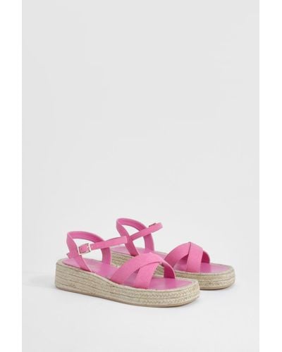 Boohoo Wide Fit Crossover Extended Rand Flatforms - Pink