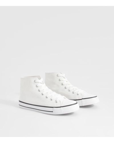 Boohoo High Top Lace Up Sneakers - White