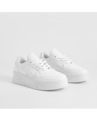 Boohoo Chunky Contrast Panel Sneakers - White