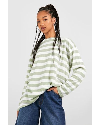 Boohoo Tall Wide Stripe Oversized Long Sleeve T-shirt - Multicolor