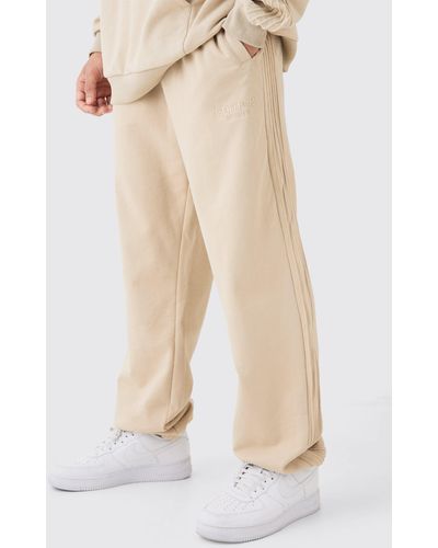 BoohooMAN Edition Relaxed Fit Heavyweight Split Hem Jogger - Natural