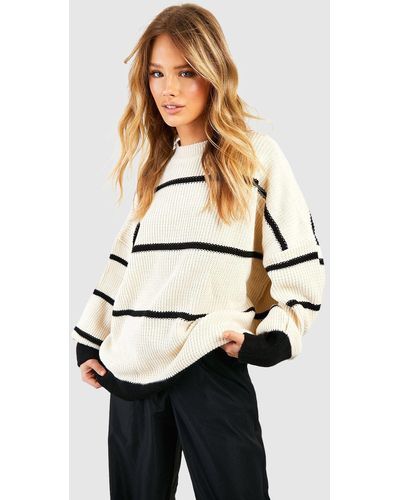 Boohoo Skinny Stripe Sweater - White