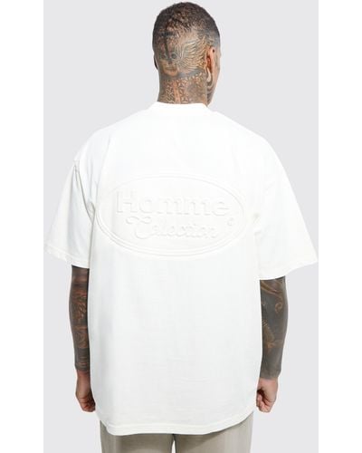 BoohooMAN Oversized Large Homme Embossed T-shirt - White