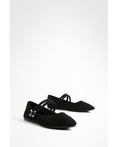 Boohoo Double Strap Pointed Flats - Black