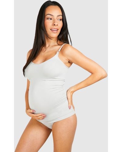Boohoo Maternity Seamless Nursing Cami And Brief Set - Blanco