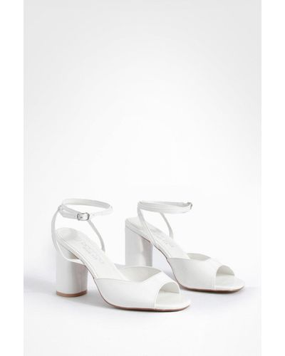 Boohoo Wide Fit Croc Rounded Heel Strappy Barely There Heels - White