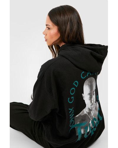 Boohoo Tupac Licence Oversized Back Print Hoodie - Black