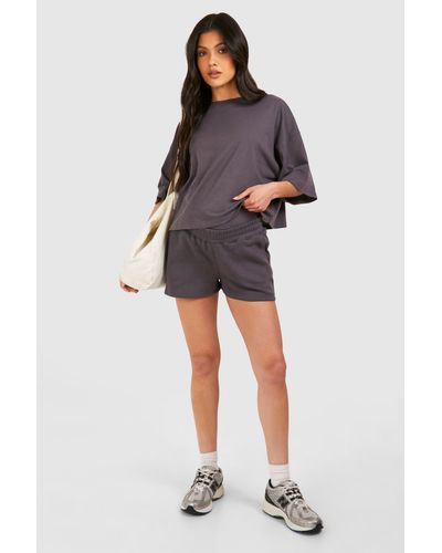 Boohoo Maternity Boxy T-Shirt And Short Tracksuit - Gris