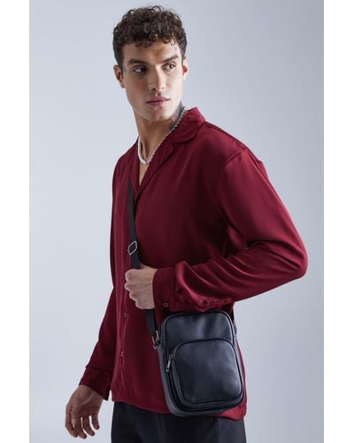 Boohoo Faux Leather Messenger Bag - Red