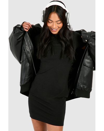 Boohoo Premium Super Soft Short Sleeve Bodycon Mini Dress - Black