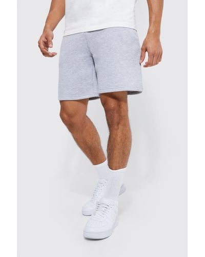 BoohooMAN Basic Loose Fit Mid Length Jersey Short - White