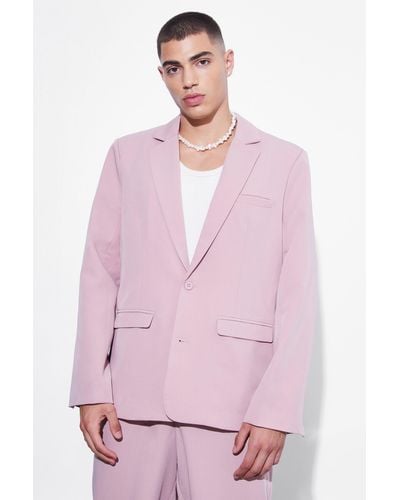 Boohoo Oversized Single Breasted Suit Jacket - Pink