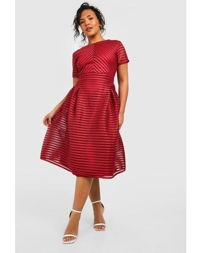 Boohoo Plus Boutique Full Skirted Prom Midi Dress - Red