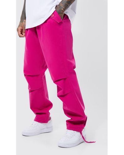 Boohoo Elastic Waist Relaxed Fit Cargo Trouser - Pink