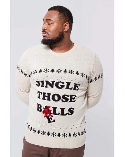 Boohoo Plus Jingle Those Bells Christmas Sweater - Grey