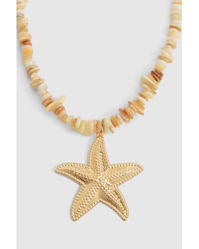 Boohoo Shell Detail Starfish Necklace - Metallic