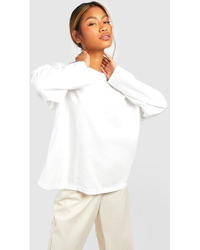 Boohoo Basic Cotton Oversized Long Sleeve T-shirt - White