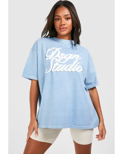 Boohoo Dsgn Studio Printed Oversized T-shirt - Blue