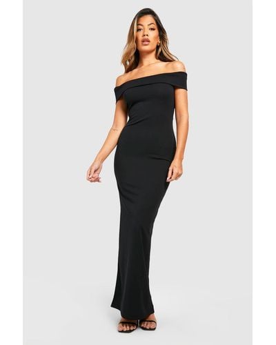 Boohoo Off The Shoulder Asymmetric Maxi Dress - Black