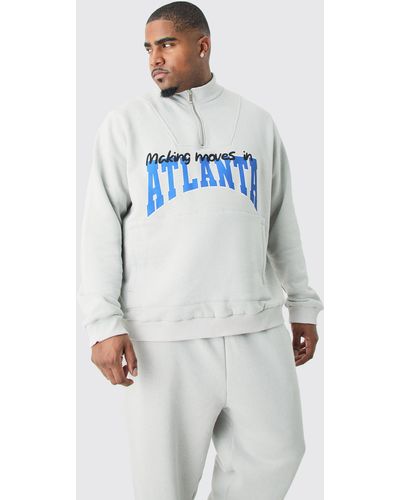 BoohooMAN Plus 1/4 Zip Funnel Neck Atlanta Sweatshirt Tracksuit - Blau