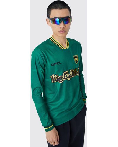 Boohoo Worldwide Long Sleeve Football Shirt - Green