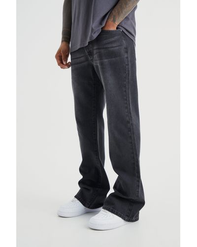 BoohooMAN Relaxed Rigid Flare Jean - Blue