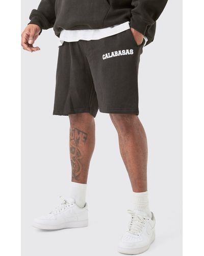 Boohoo Plus Loose Fit Varsity Jersey Shorts - Negro