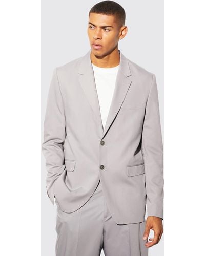 Boohoo Relaxed Fit Single Breasted Suit Jacket - Grey