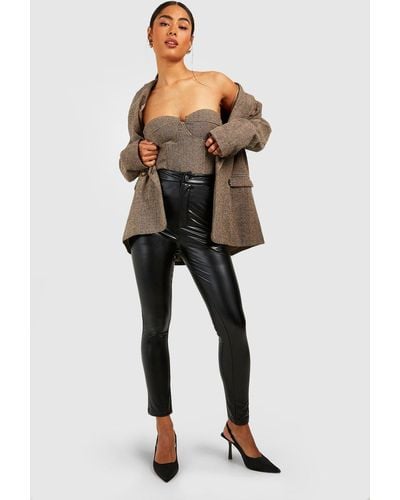 Boohoo Leather Look Super Stretch Skinny Pants - Black