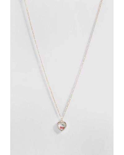 Boohoo Cherry Heart Pendant Necklace - Blanco