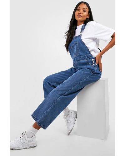 Boohoo Maternity Relaxed Wide Leg Overalls - Blue