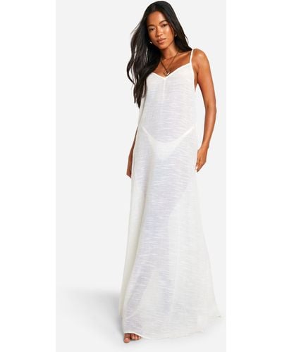 Boohoo Strappy Maxi Beach Dress - White