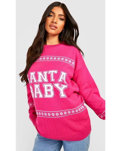 Boohoo Maternity Santa Baby Christmas Sweater - Pink