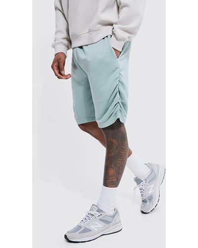 BoohooMAN Slim Fit Ruched Side Sweat Shorts - Green