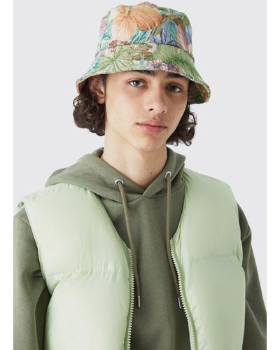 Boohoo Tapestry Bucket Hat - Green