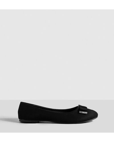 Boohoo Bow Detail Ballet Flats - Black